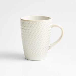 Crate&Barrel Winter Pinecone 12-oz. White Stoneware Mug (1/6)